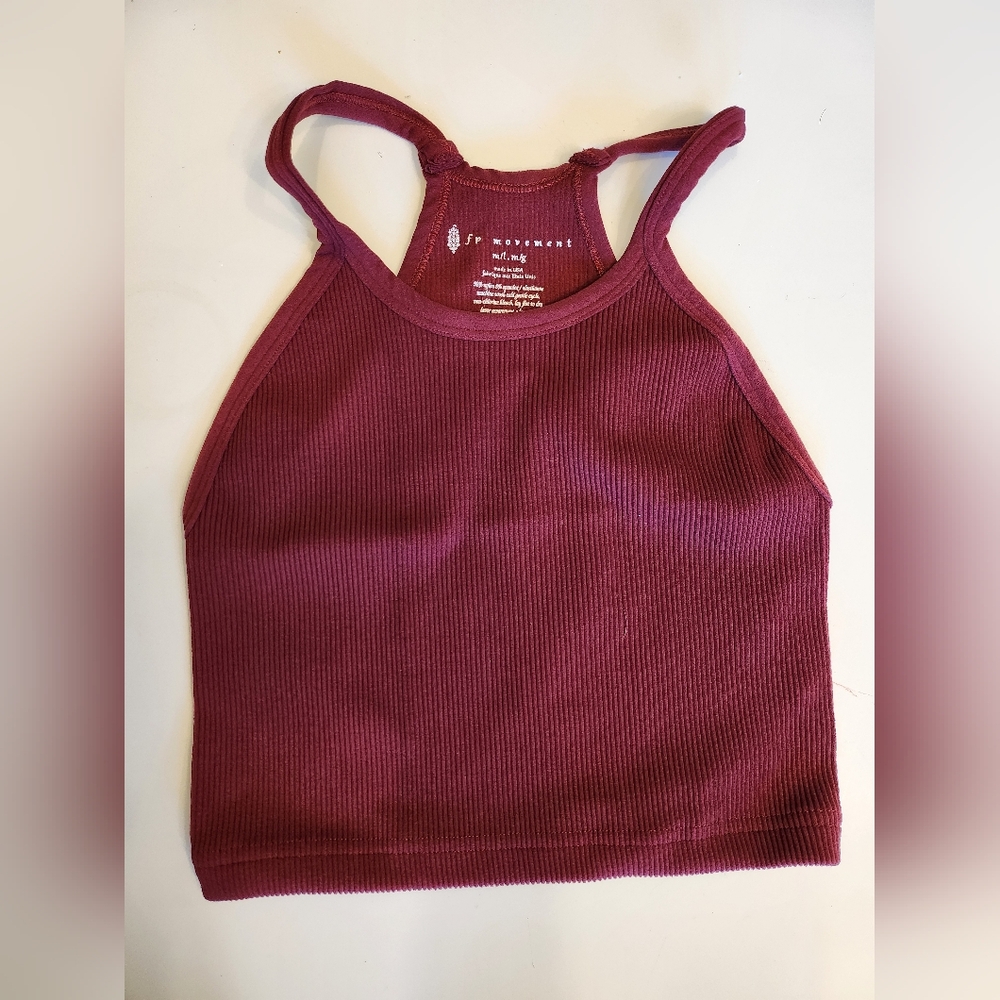 Free People Good Karma Happiness Runs Crop Tank- Burgundy (m/l)